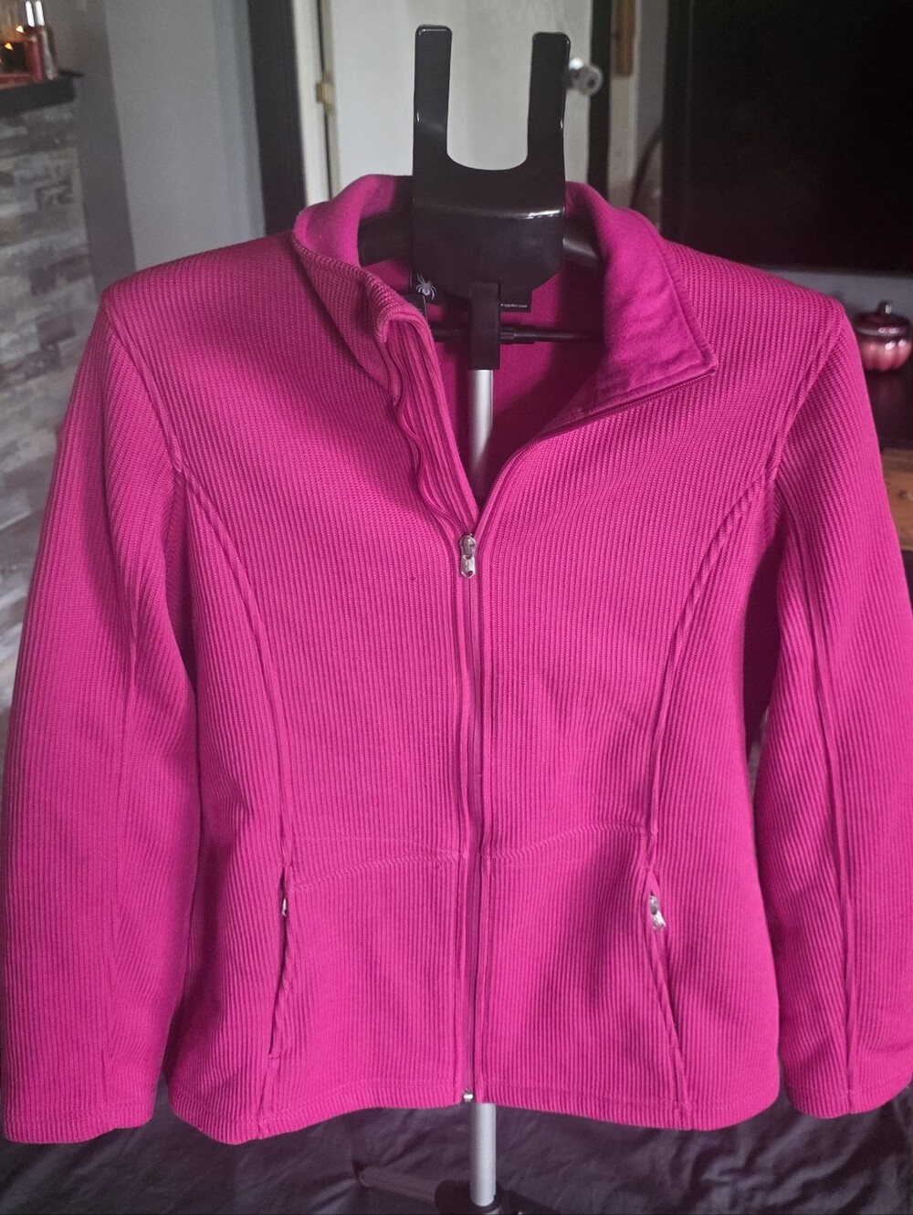 Spyder Hot Pink Ribbed Zip-Front Jacket